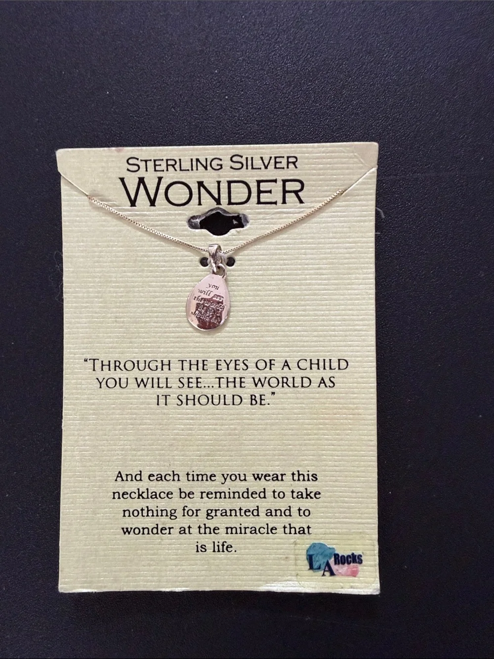 NEW Sterling Silver Oval Charm Necklace Wonder Through the Eyes of a Child Gift